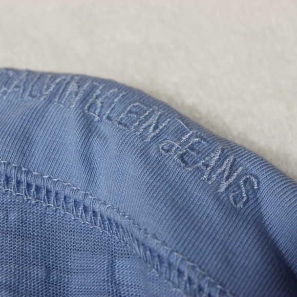 Calvin Klein Jeans Men's Shirt Light Blue Large Pullover Short Sleeve Collared - Picture 5 of 8